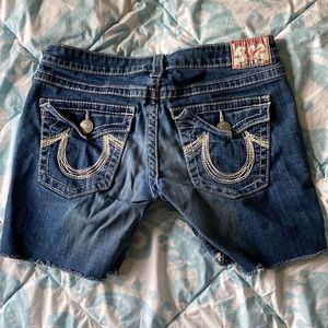 True Religion midi denim jean shorts-30